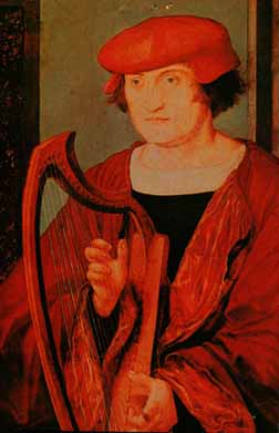 Image of man with gothic harp